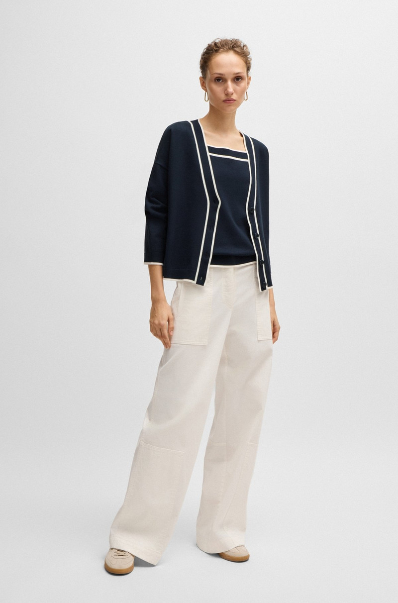 BOSS WIDE-NECK KNITTED VEST TOP WITH CONTRAST PIPING outlook