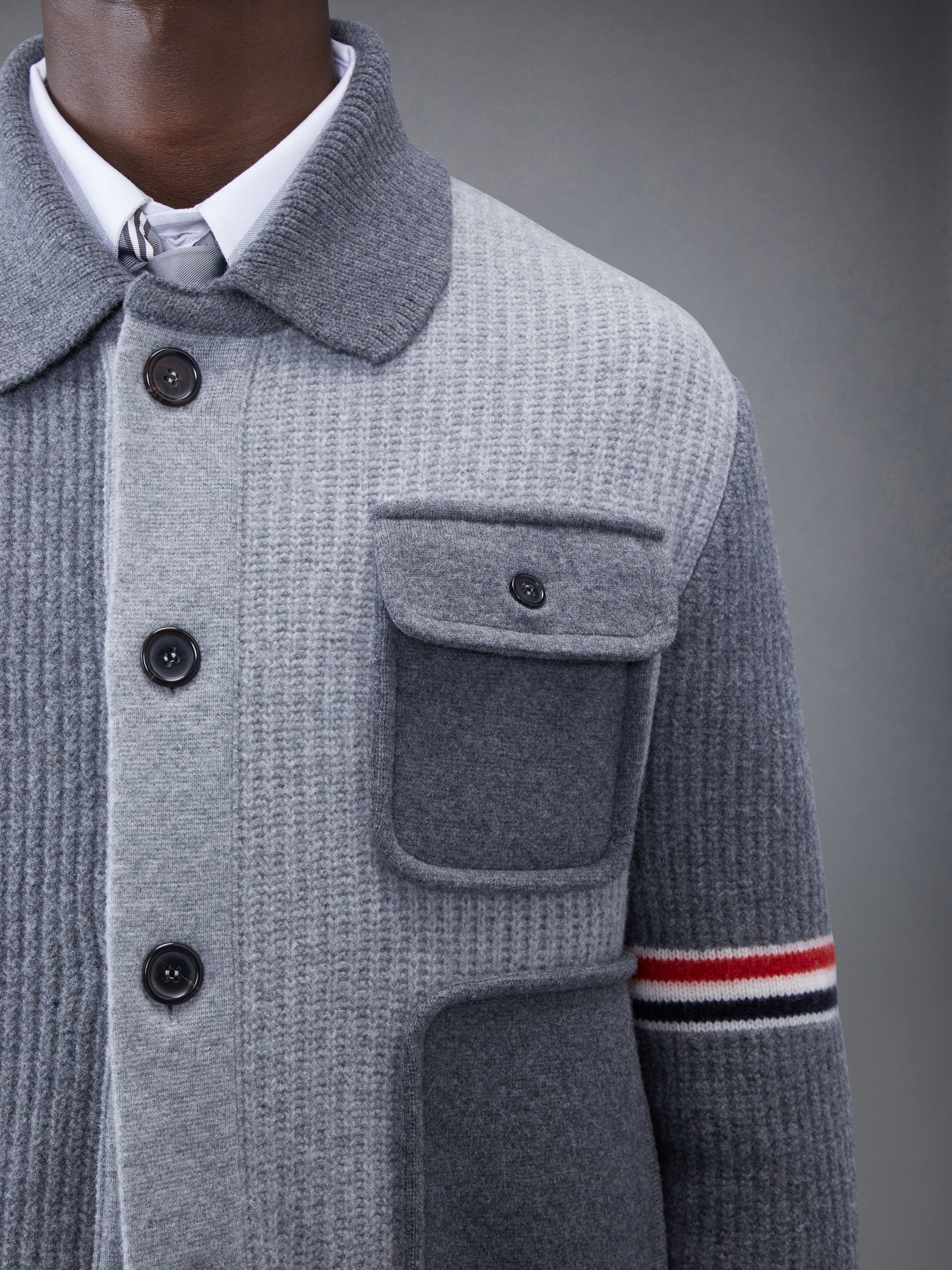 Thom Browne Fun-Mix Boiled Wool Stripe Workman's Jacket