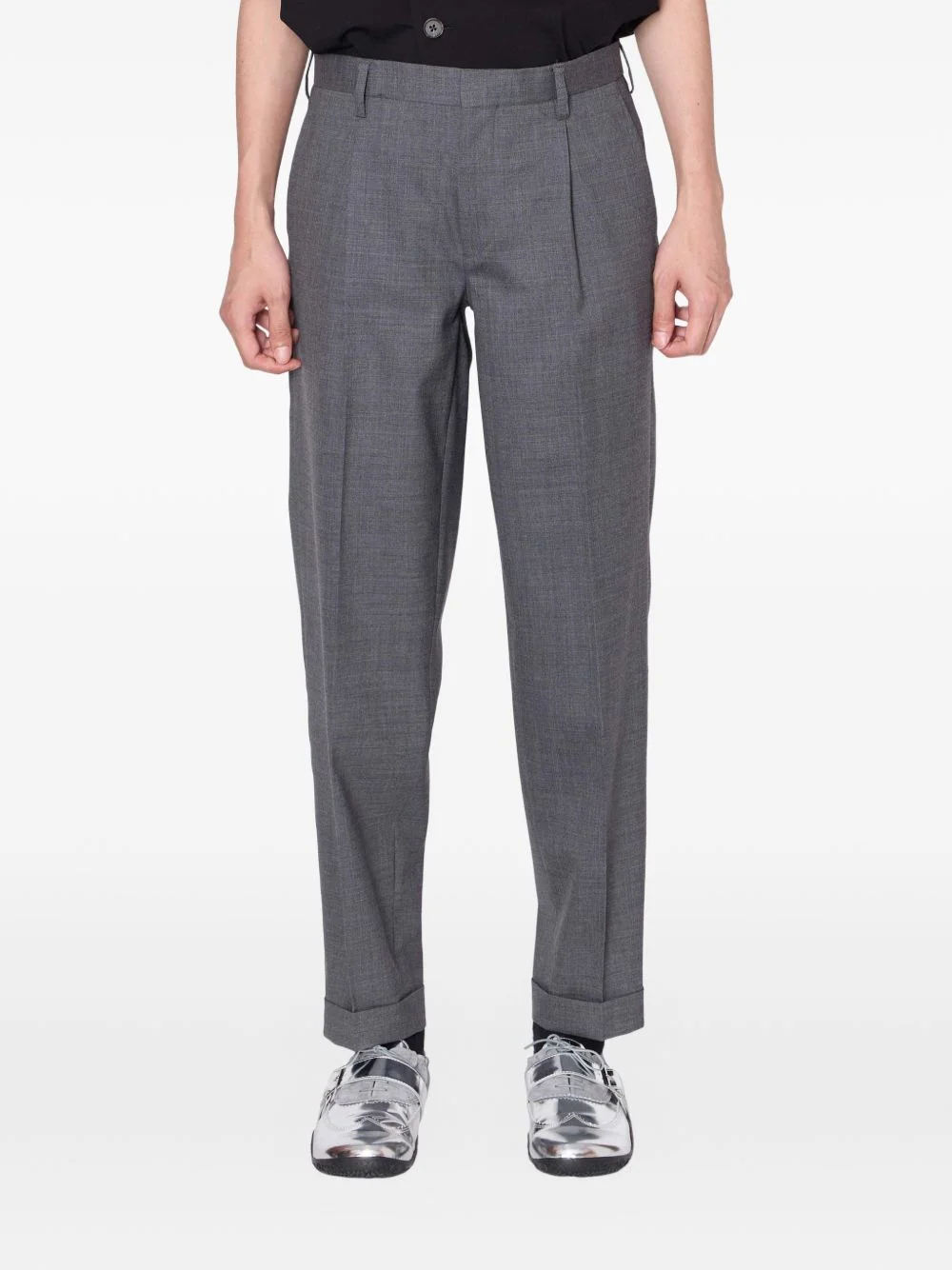 pleated cuffed trousers - 1