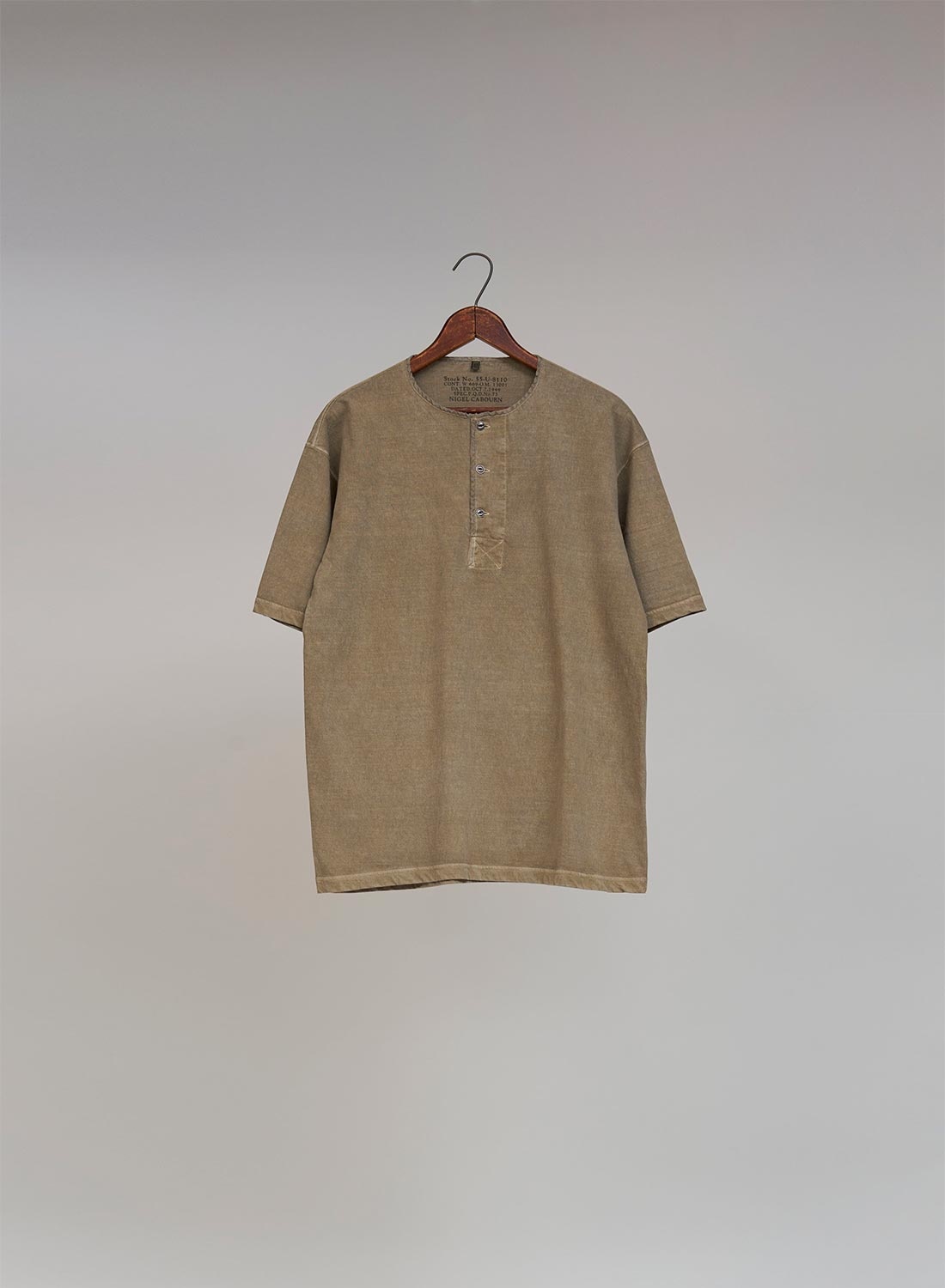 50's Henley Neck Shirt Pigment in Khaki - 1