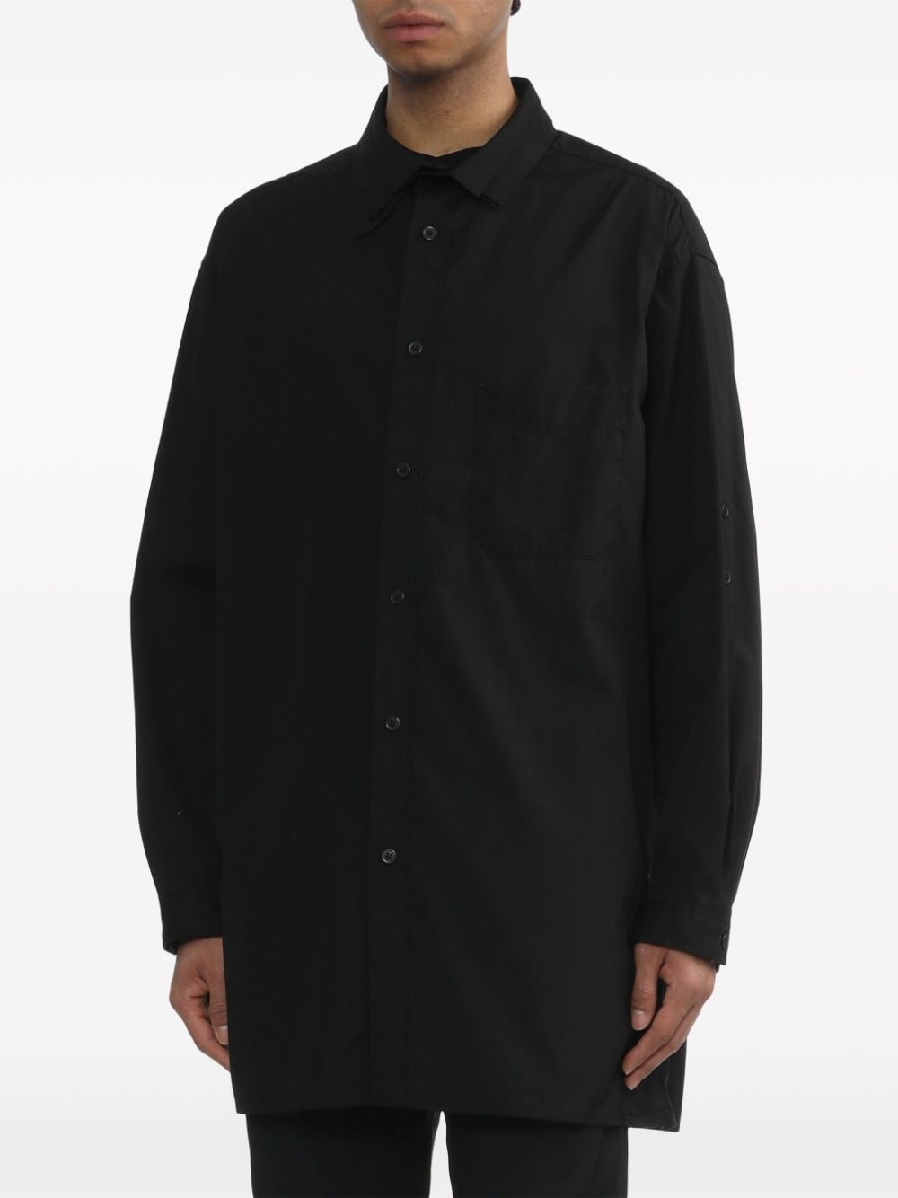 layered-collar cotton shirt - 3