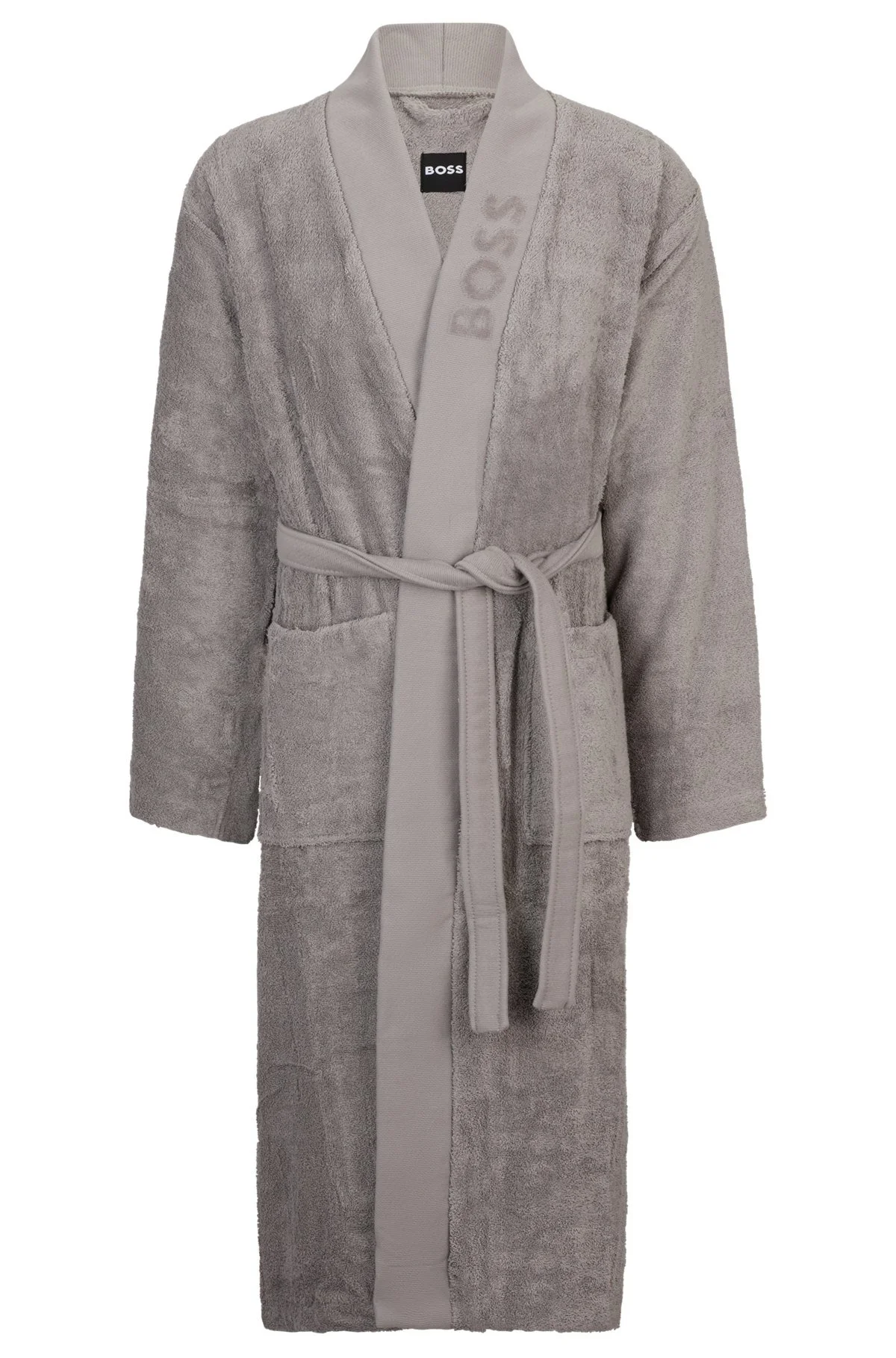 LOGO-LAPEL DRESSING GOWN IN LONG-FIBER COTTON - 1