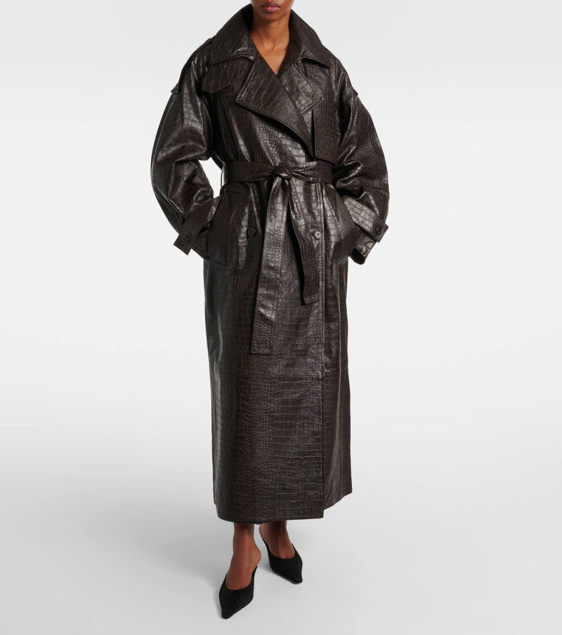 RÓHE Crocodile-effect leather trench coat outlook