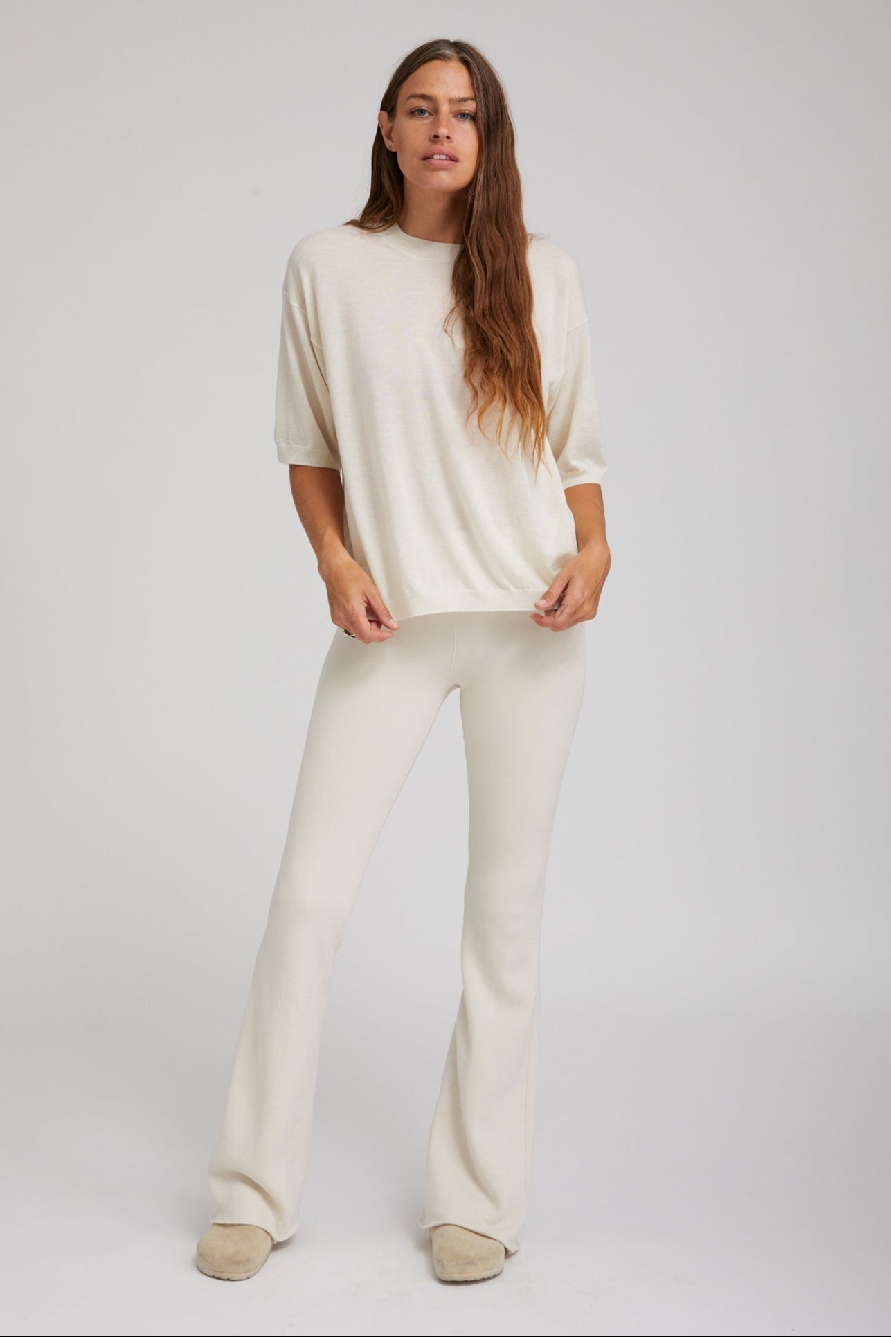 VINTAGE WHITE TRI-BLEND MICRO FLARE PANTS - 2