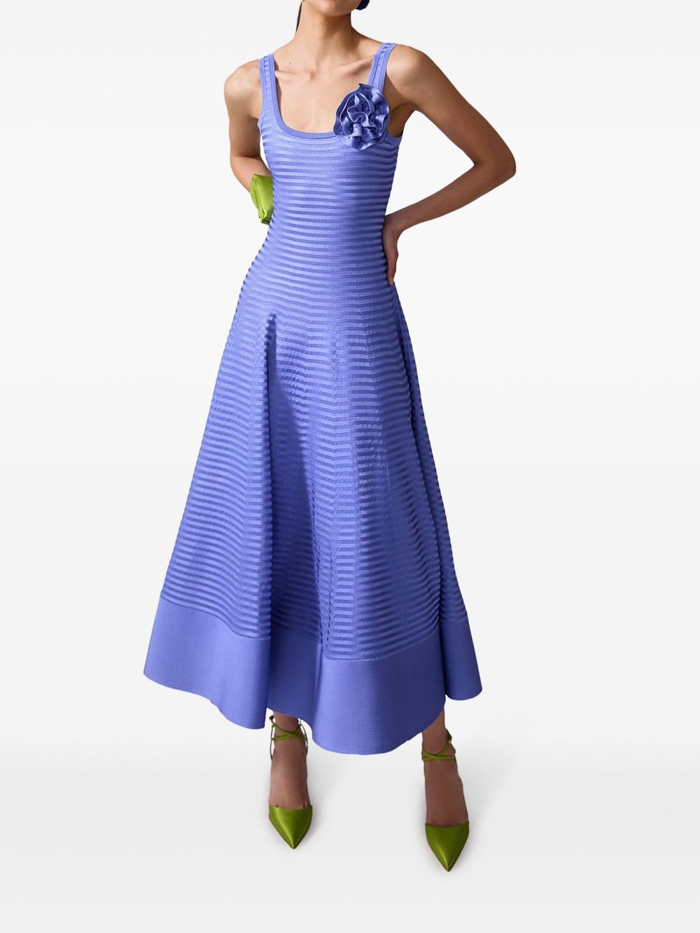 Rosette-appliqué stripe-knit dress - 4