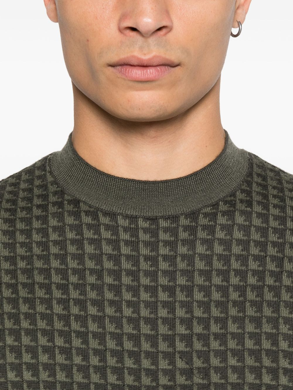 geometric-pattern virgin-wool sweater - 5