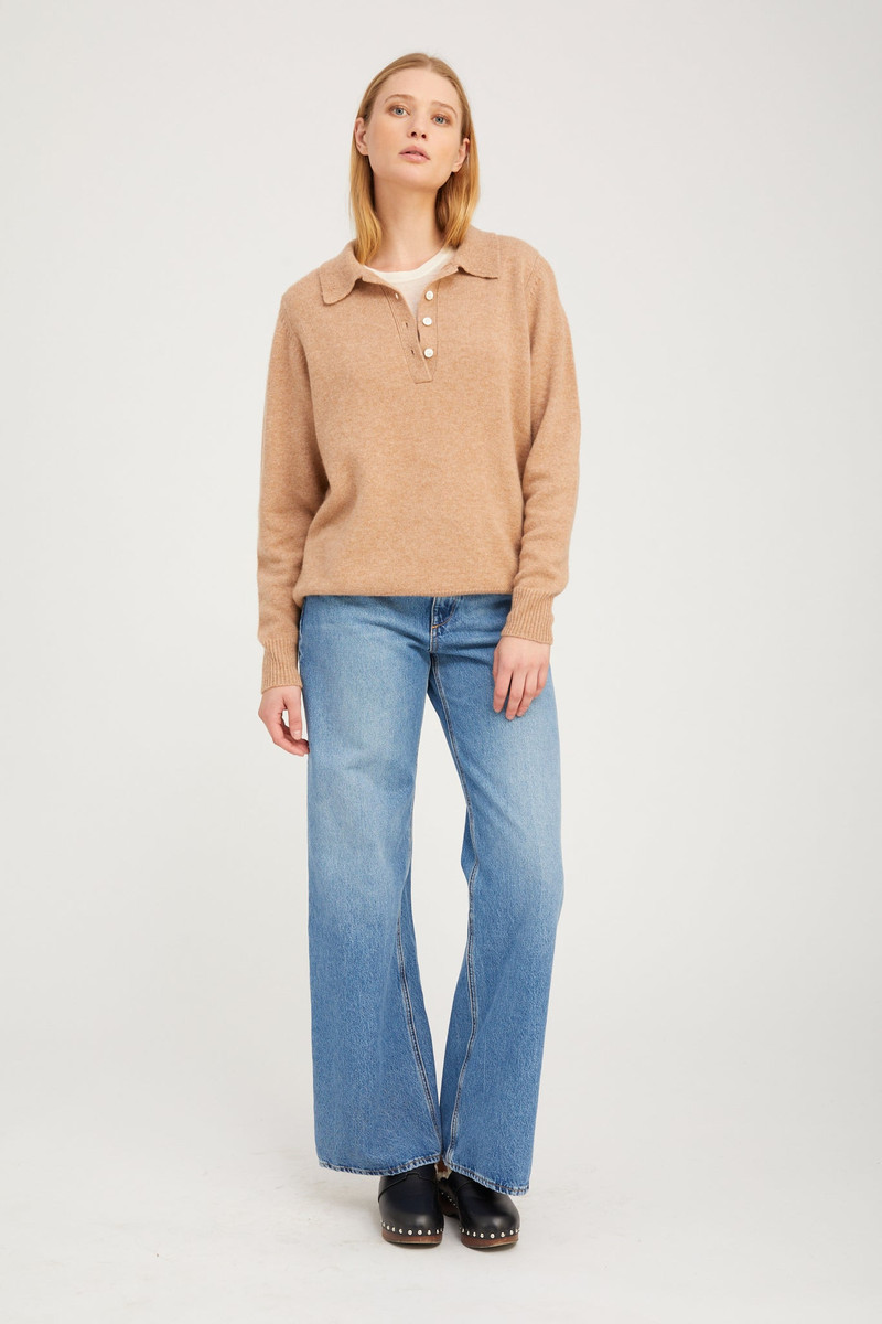 SPRWMN ALMONDINE CASHMERE POLO SWEATER outlook