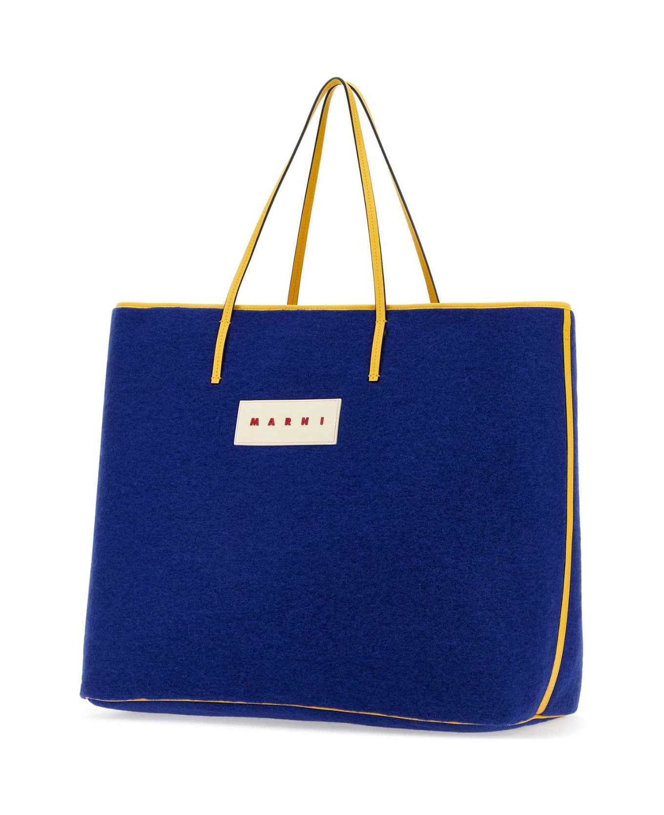 Blue Felt Medium Janus Shopping Bag - 2