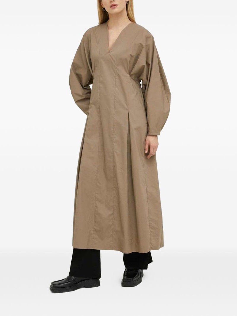 V-neck balloon-sleeve midi dress 1