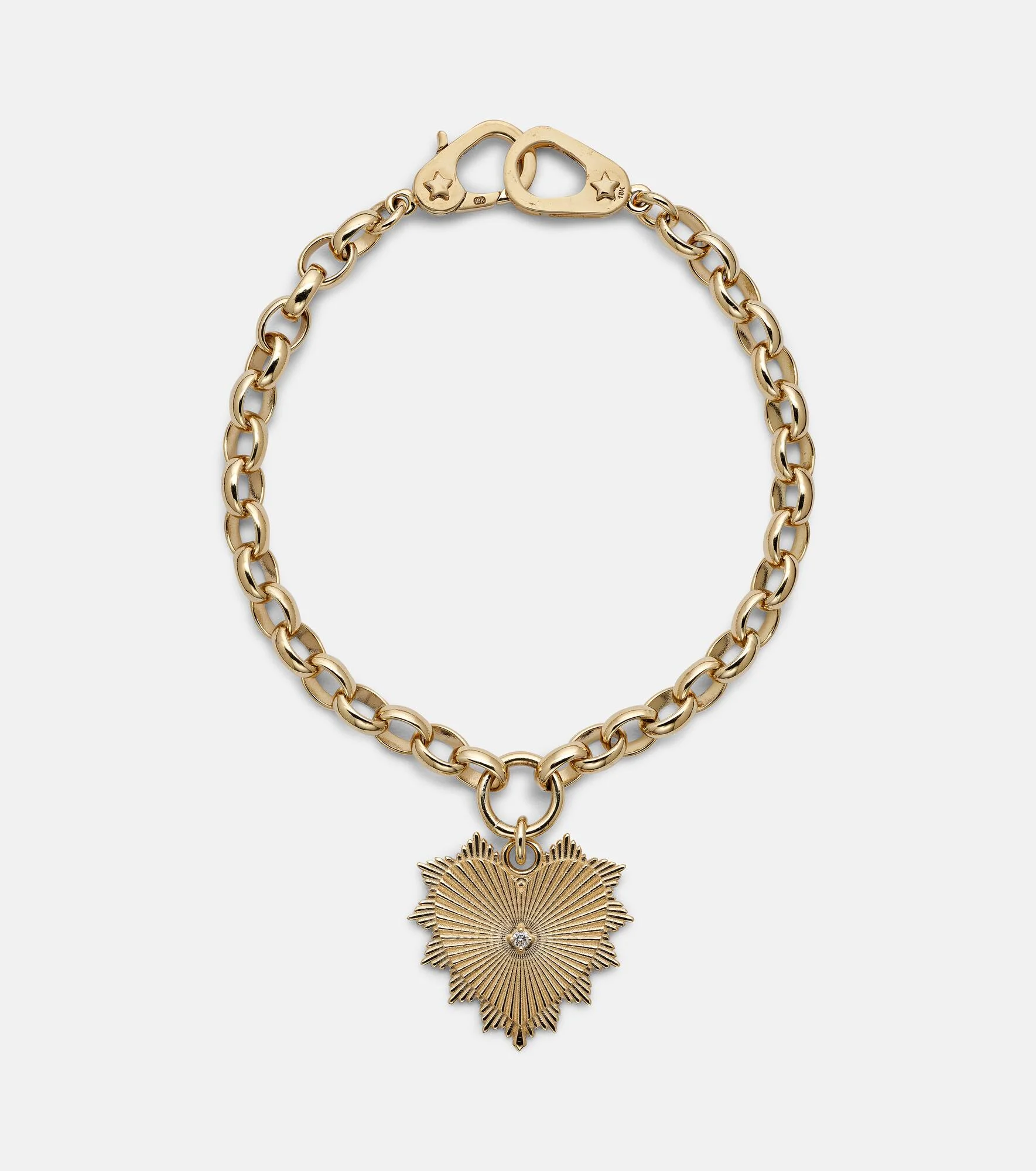 Radiating Heart Medium 18kt gold chain bracelet with diamond - 1