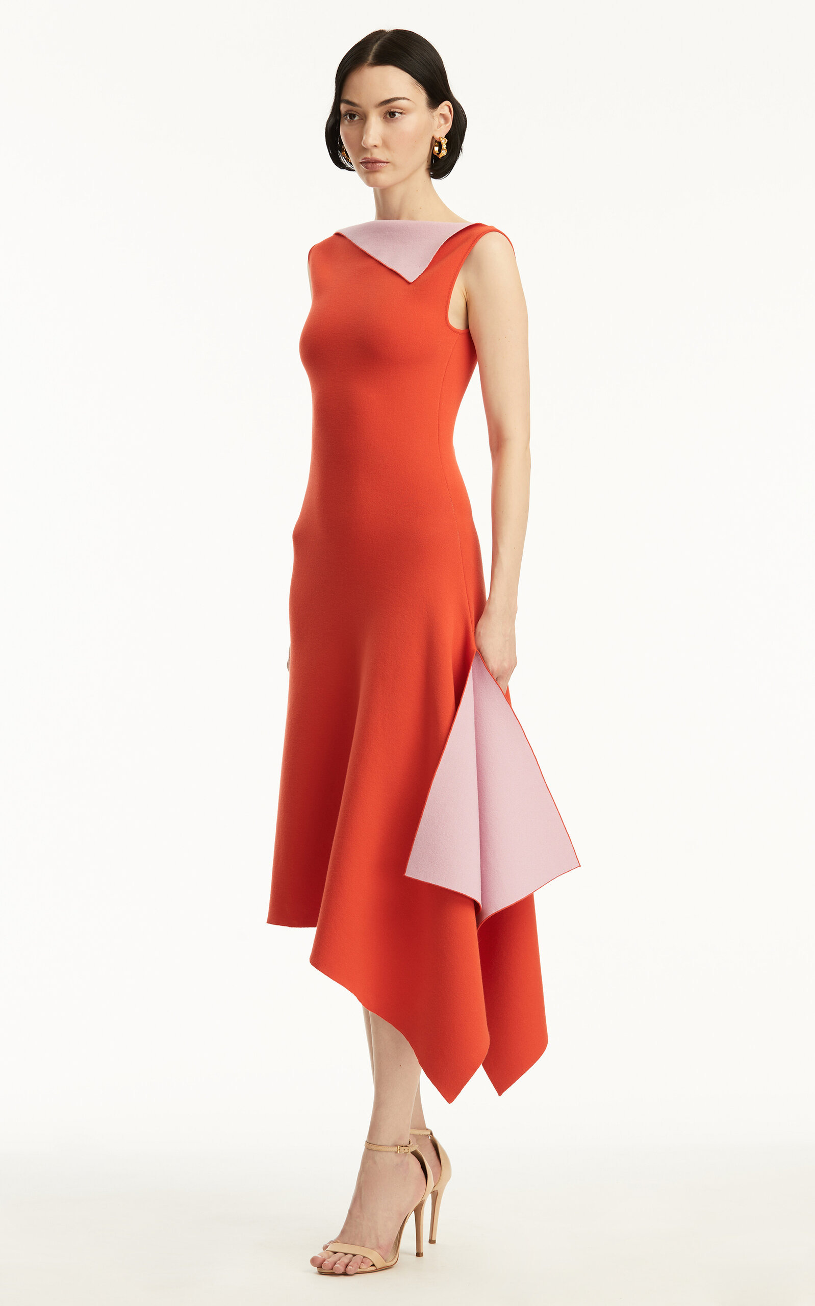 Asymmetric Knit Midi Dress red - 3