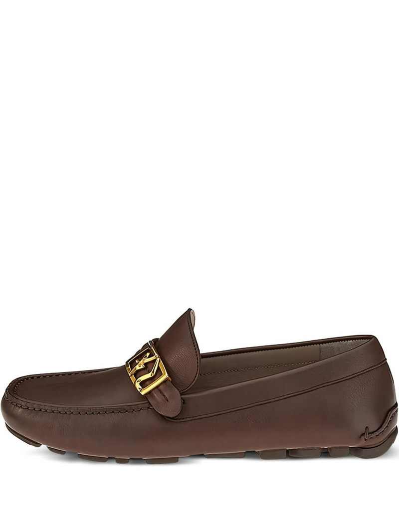 Gancini-buckle leather loafers 1
