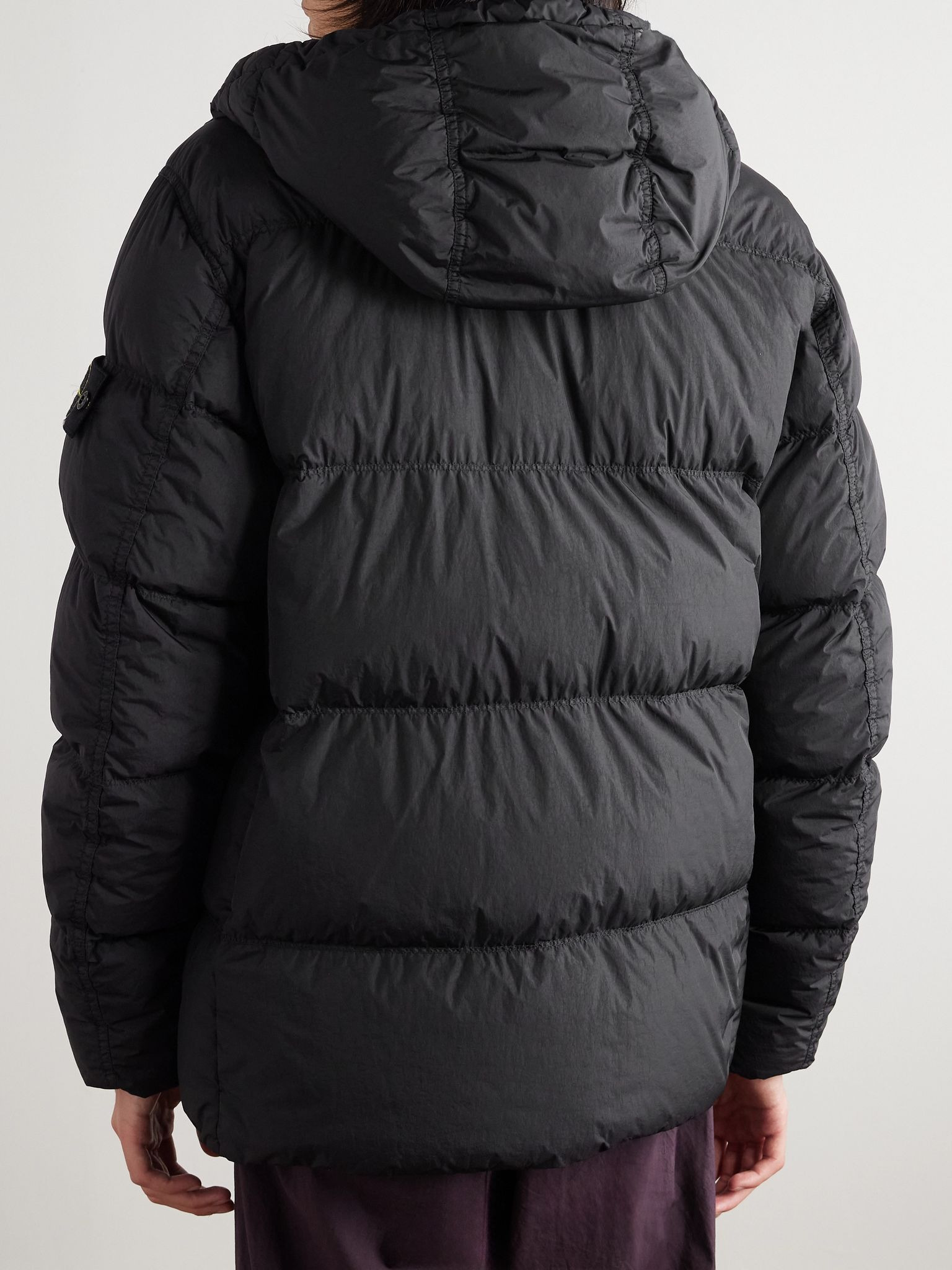 Logo-Appliquéd Quilted Recycled-Nylon Hooded Down Jacket Black - 4