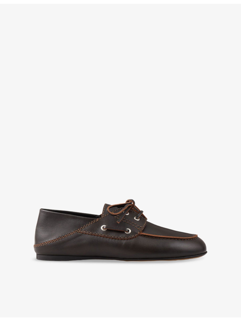 Contrast-Stitching Leather Loafers - 1