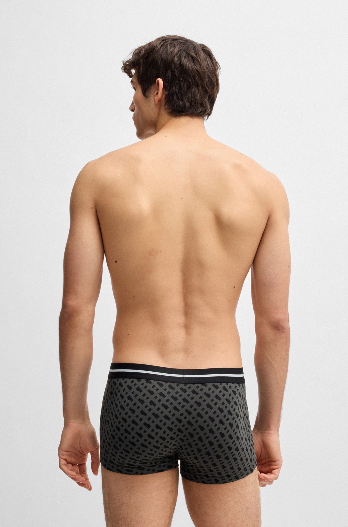 THREE-PACK OF STRETCH-COTTON PLAIN AND MONOGRAMMED TRUNKS - 3