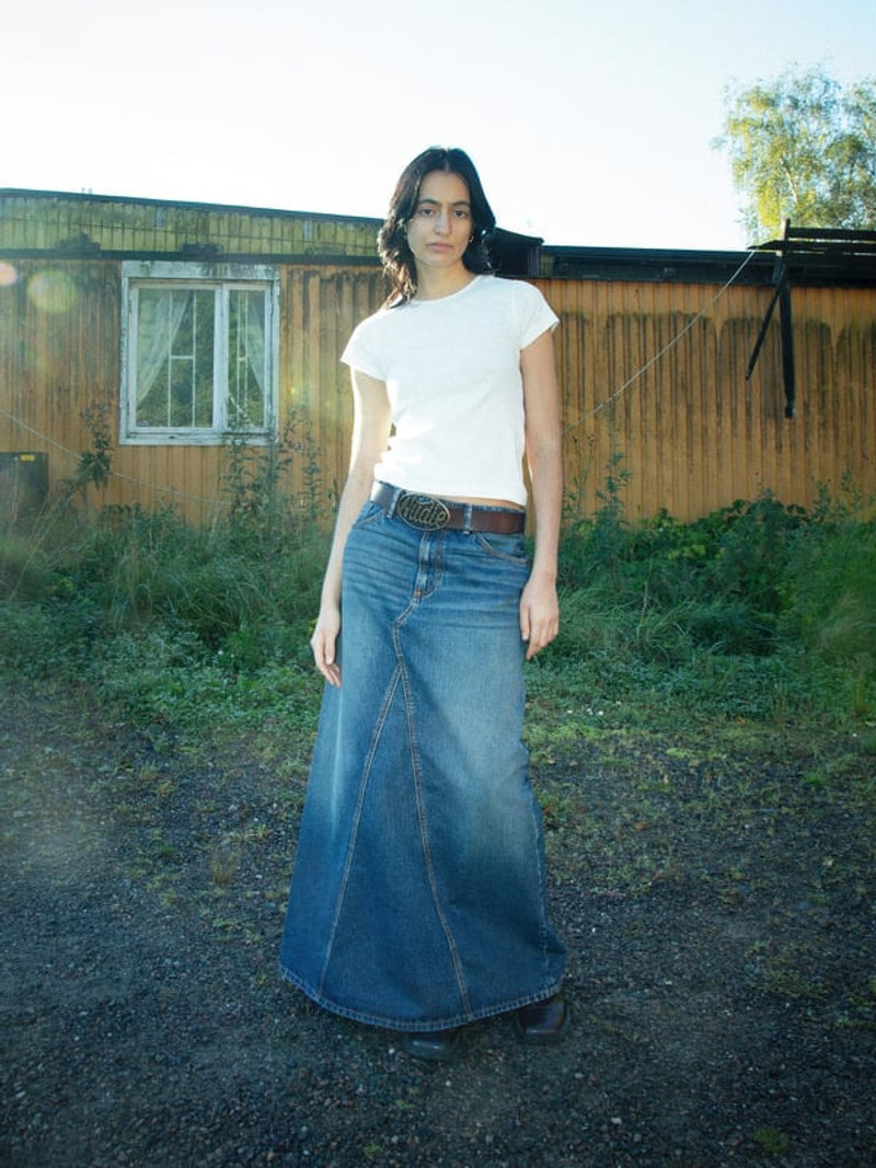 Nudie Jeans Tanja Skirt Orange Painter Mid Blue outlook