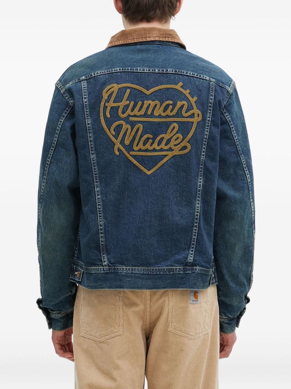 corduroy-collar denim jacket - 2
