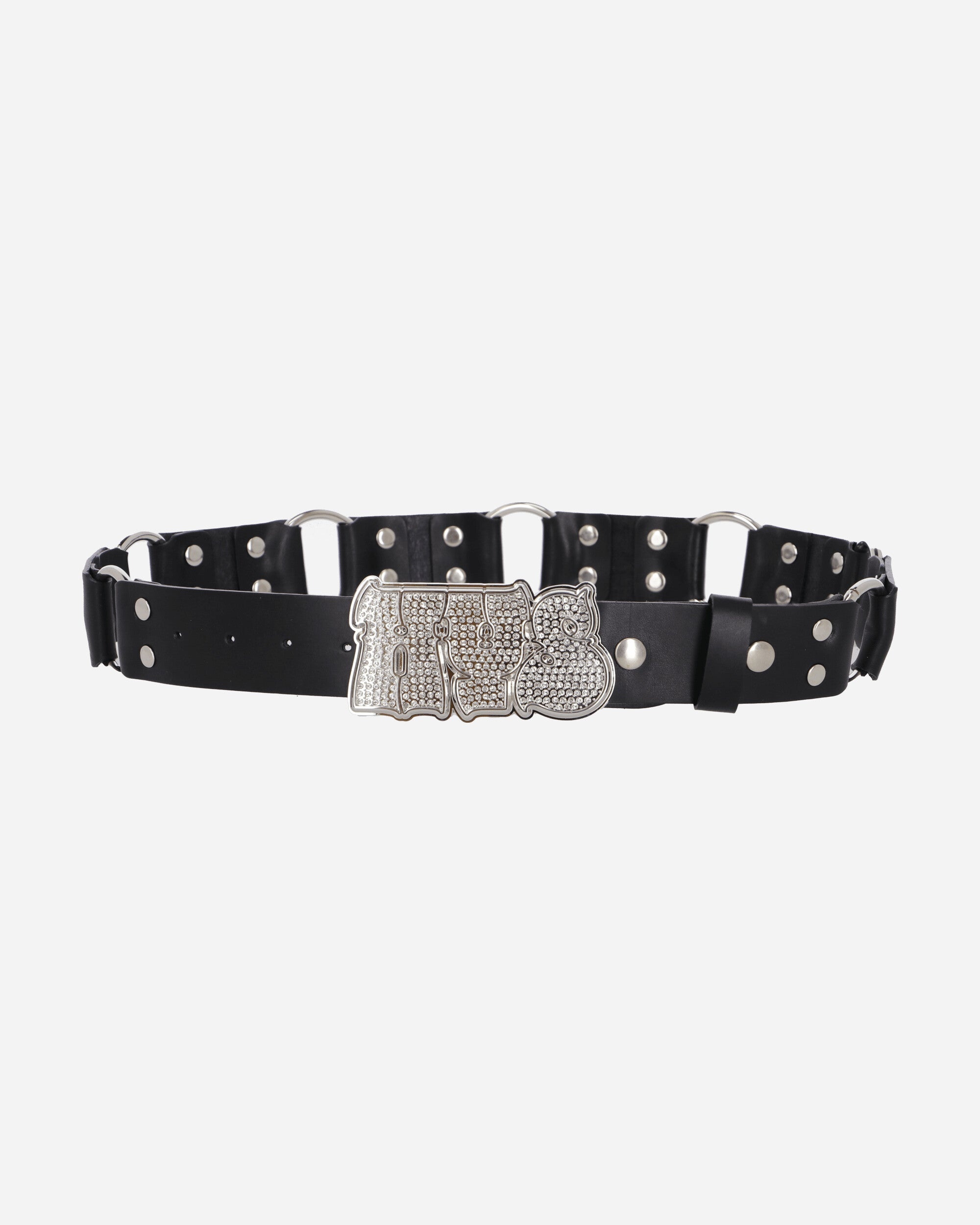 Hypnotized Logo Ring Leather Belt Black - 2