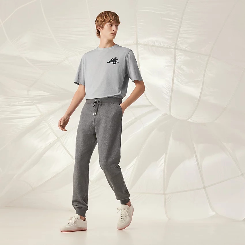 Jogging pants with leather detail - 1