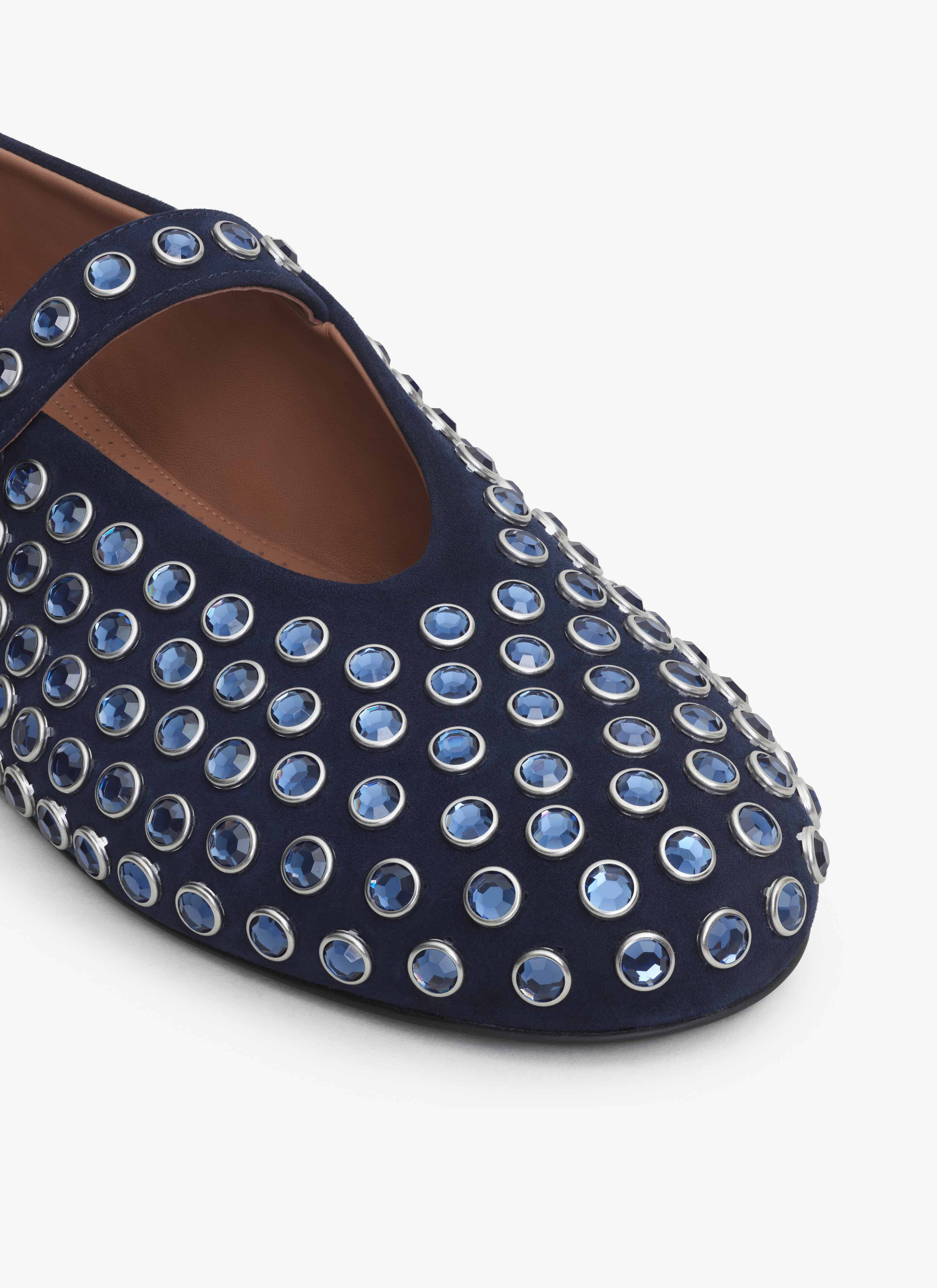 STRASS SUEDE BALLET FLATS - 4