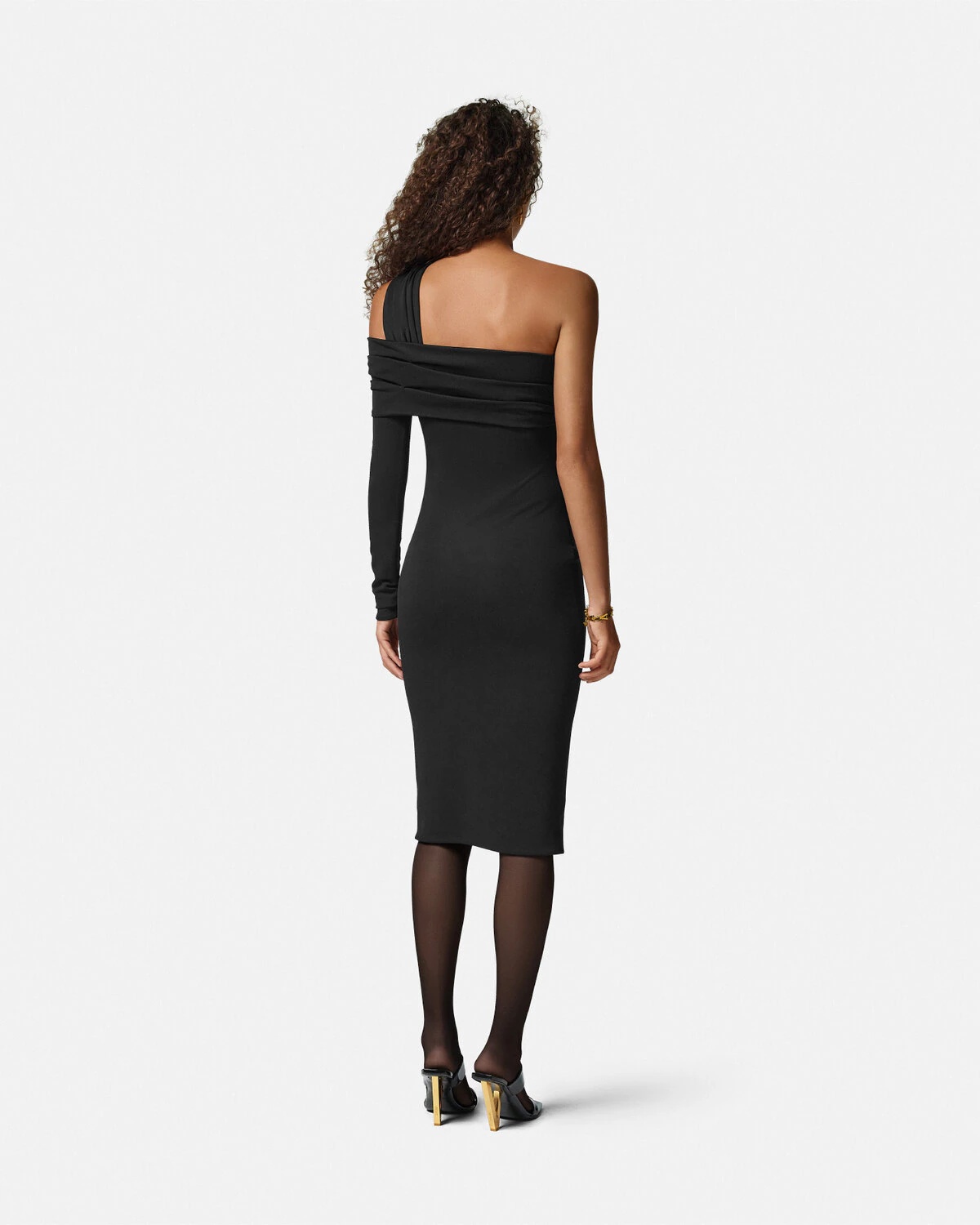 One-Shoulder Gathered Midi Dress - 5