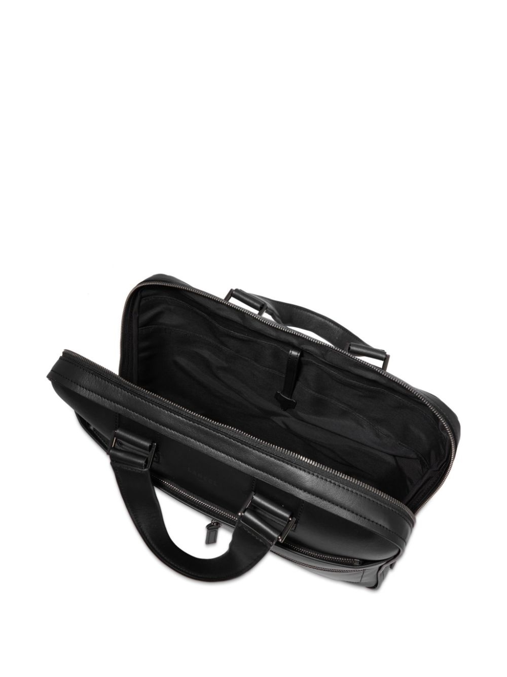 logo-embossed leather laptop bag - 4