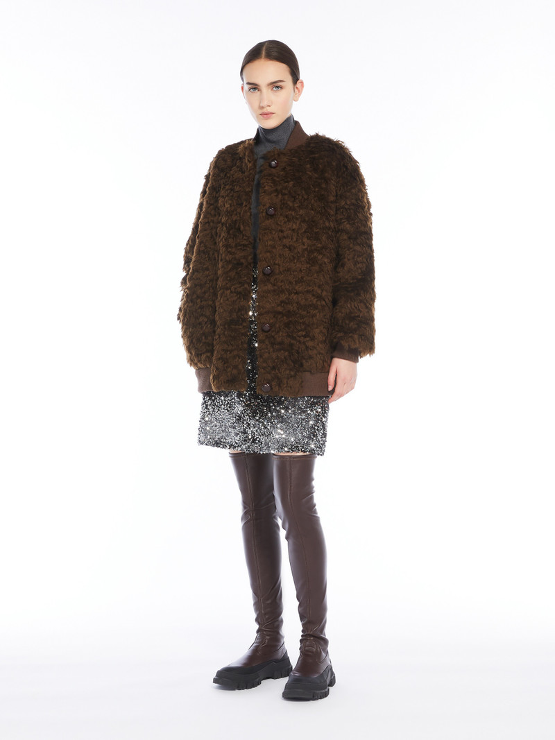 WEEKEND Max Mara AGIATE Short furry fabric bomber jacket outlook