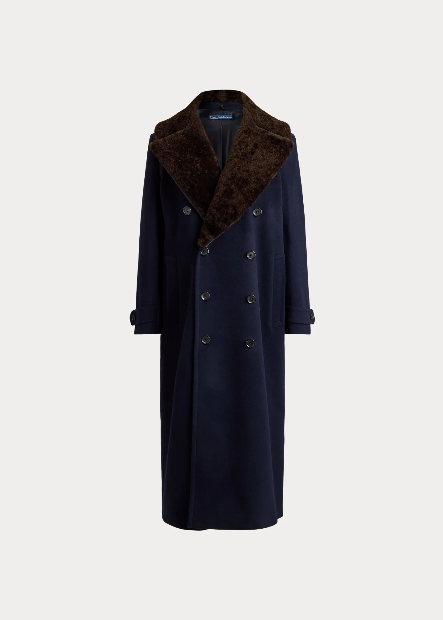 Shearling-Collar Wool Melton Peacoat - 1