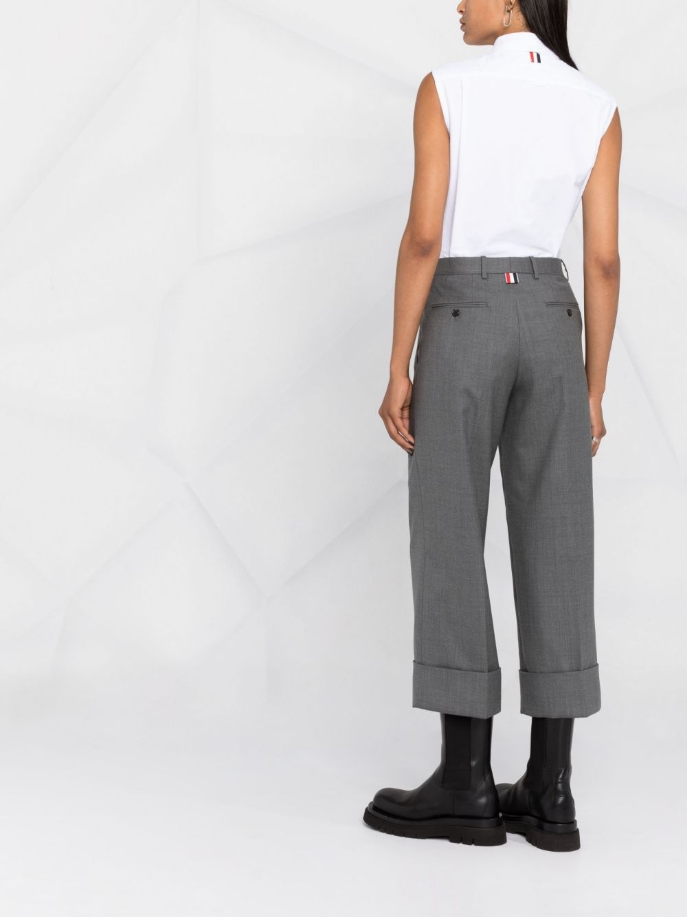 sleeveless pointed collar shirt - 6