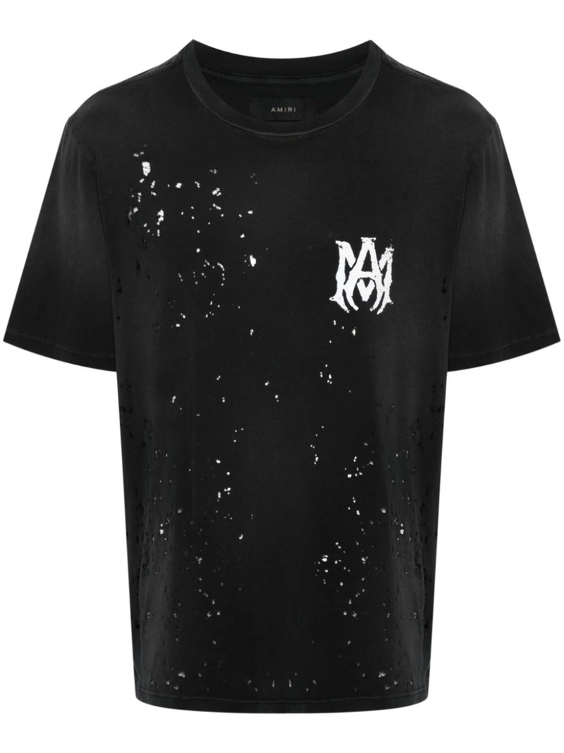 distressed logo-print T-shirt - 1