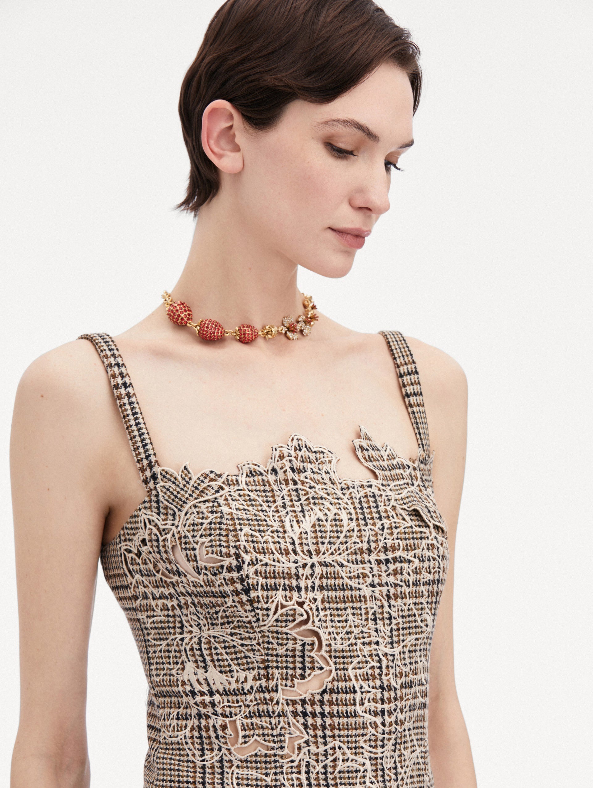 PEONY GUIPURE APPLIQUÉ PLAID TANK - 6
