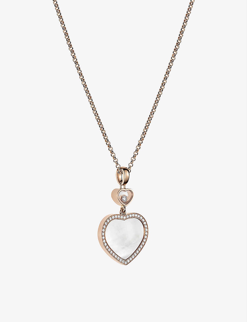 Happy Hearts 18ct rose-gold, 0.24ct diamond and mother-of-pearl necklace - 3