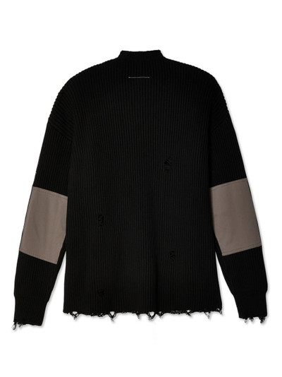 MM6 Maison Margiela ripped cotton cardigan outlook