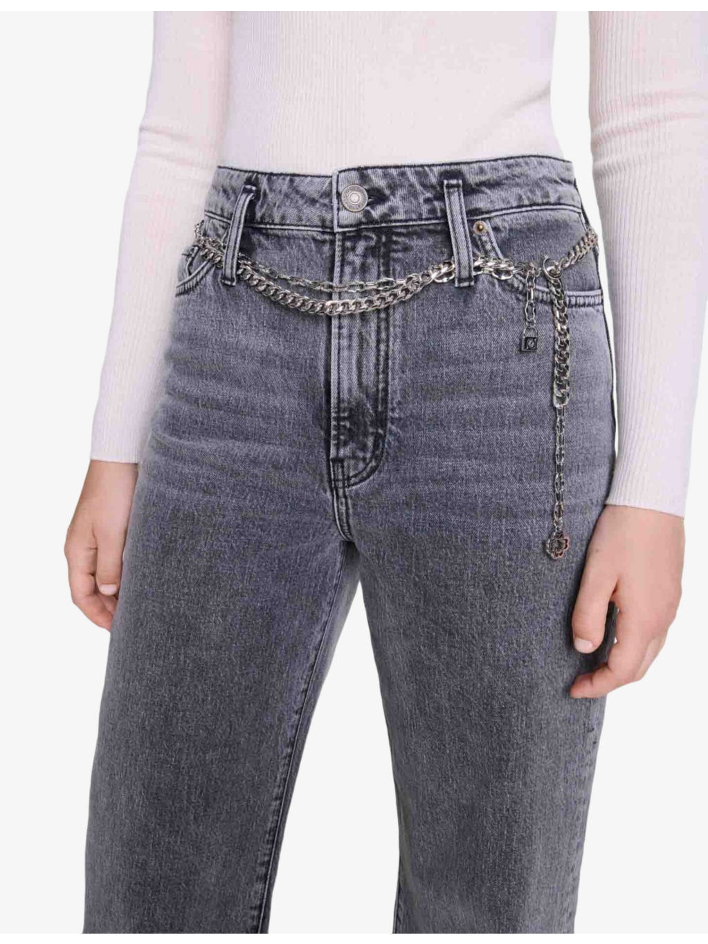 Chain-belt high-rise stretch-denim jeans - 5