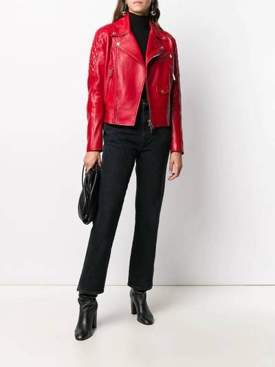 DSQUARED2 quilted detail zip-up leather jacket outlook