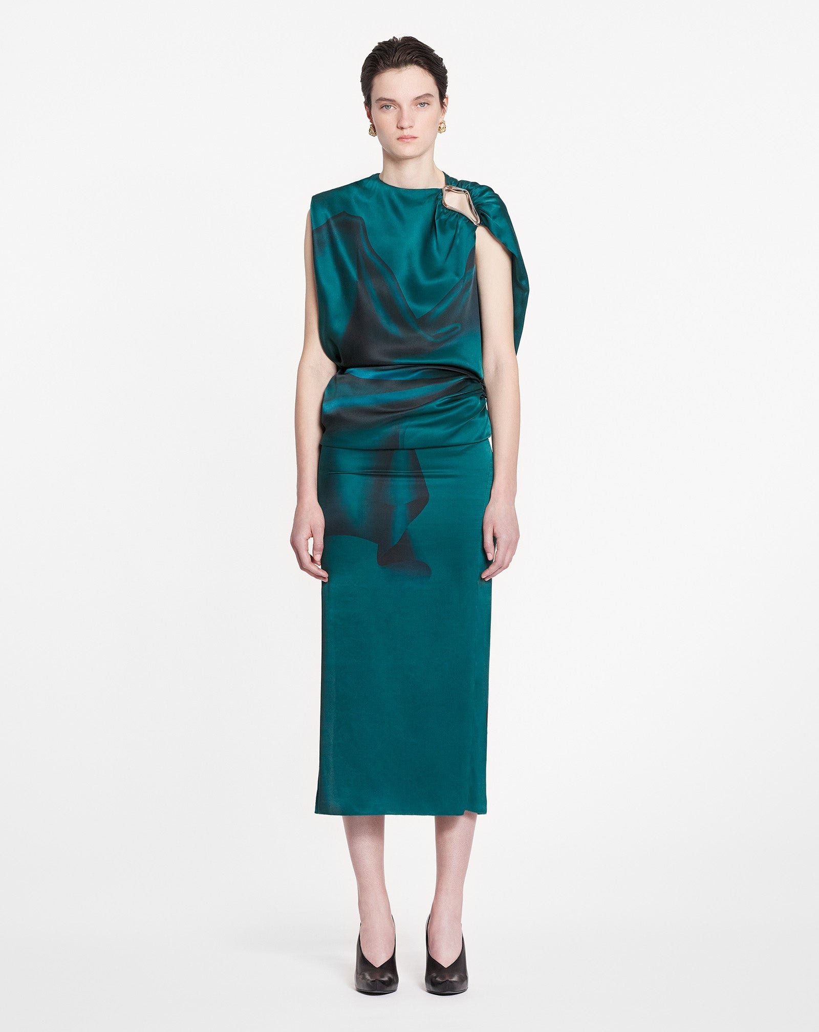 DRAPED-EFFECT LONG DRESS - 2