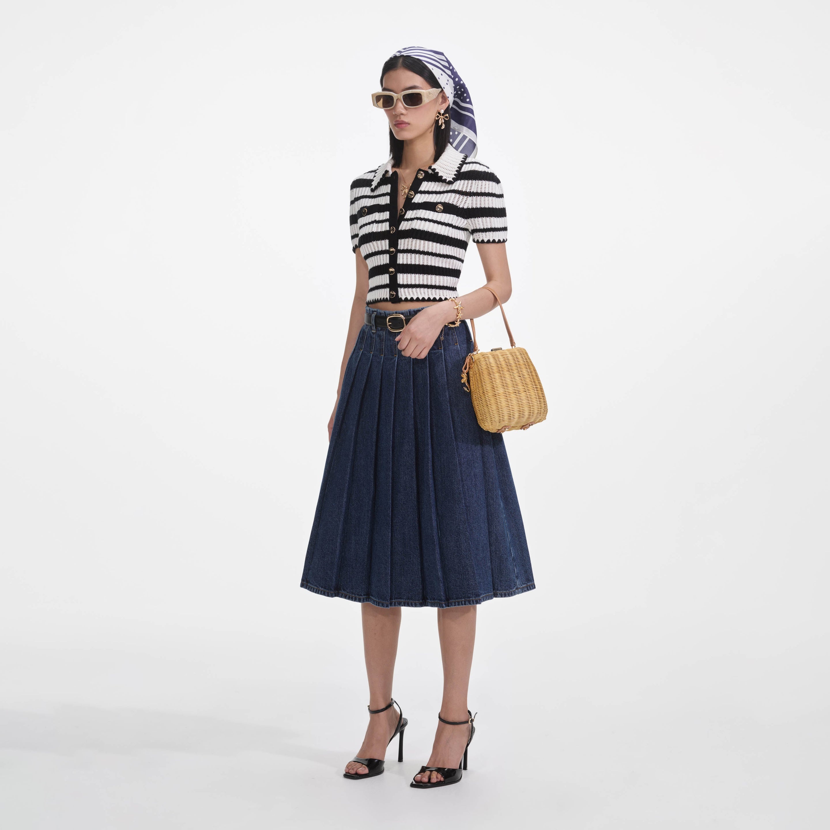 Cream And Black Striped Crochet Top - 2