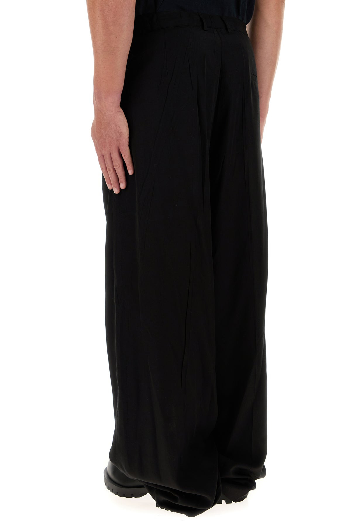 Black lyocell wide-leg pant - 4