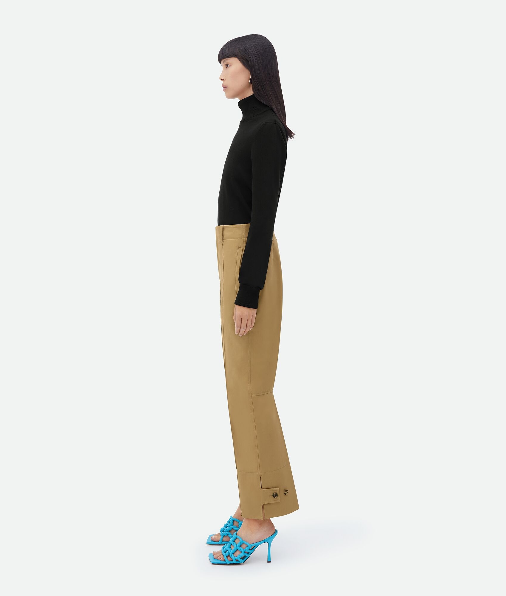 slim leg cotton twill pants - 2