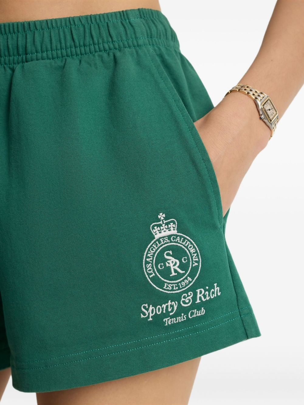 logo-embroidered elastic-waist shorts - 4
