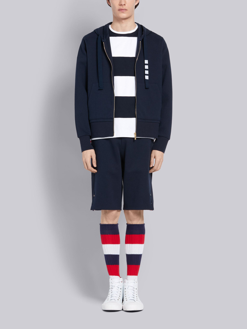 Navy Compact Double Knit Cotton Side Vent 4-Bar Sweatshorts 4