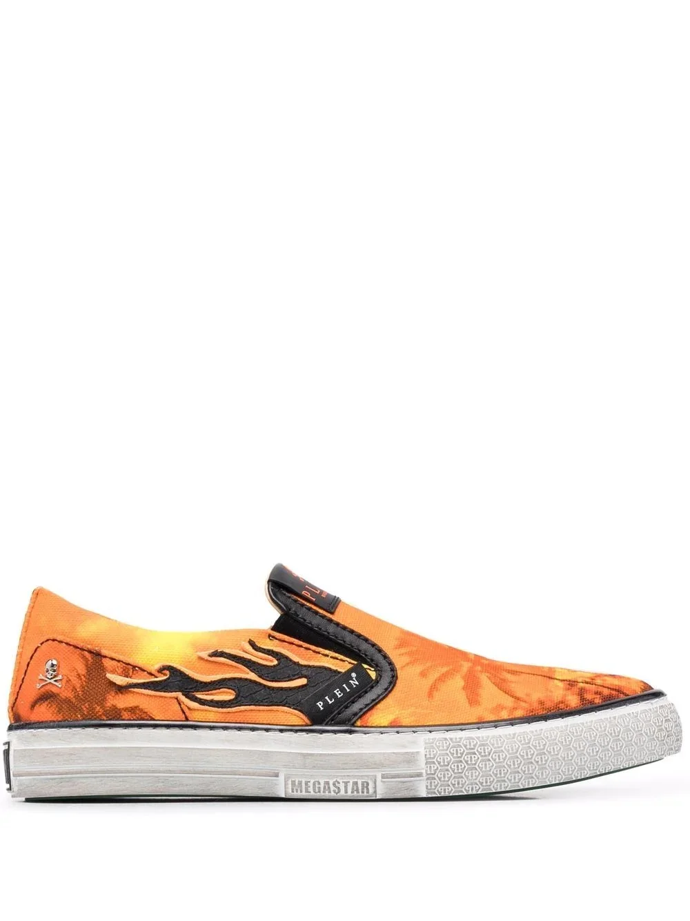 flame print slip-on sneakers - 1