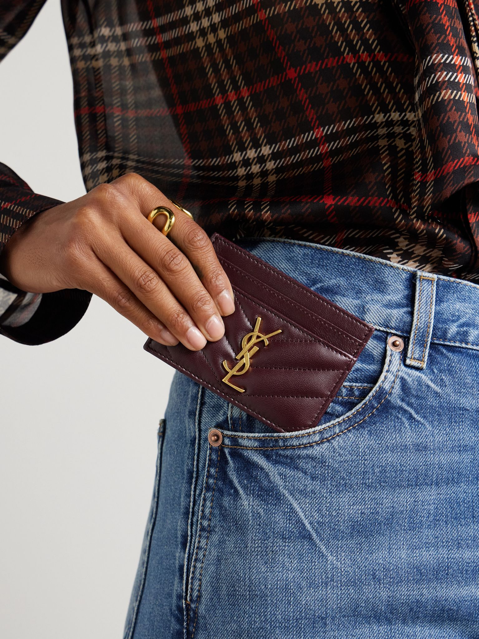 Cassandre matelassé leather cardholder Burgundy - 2