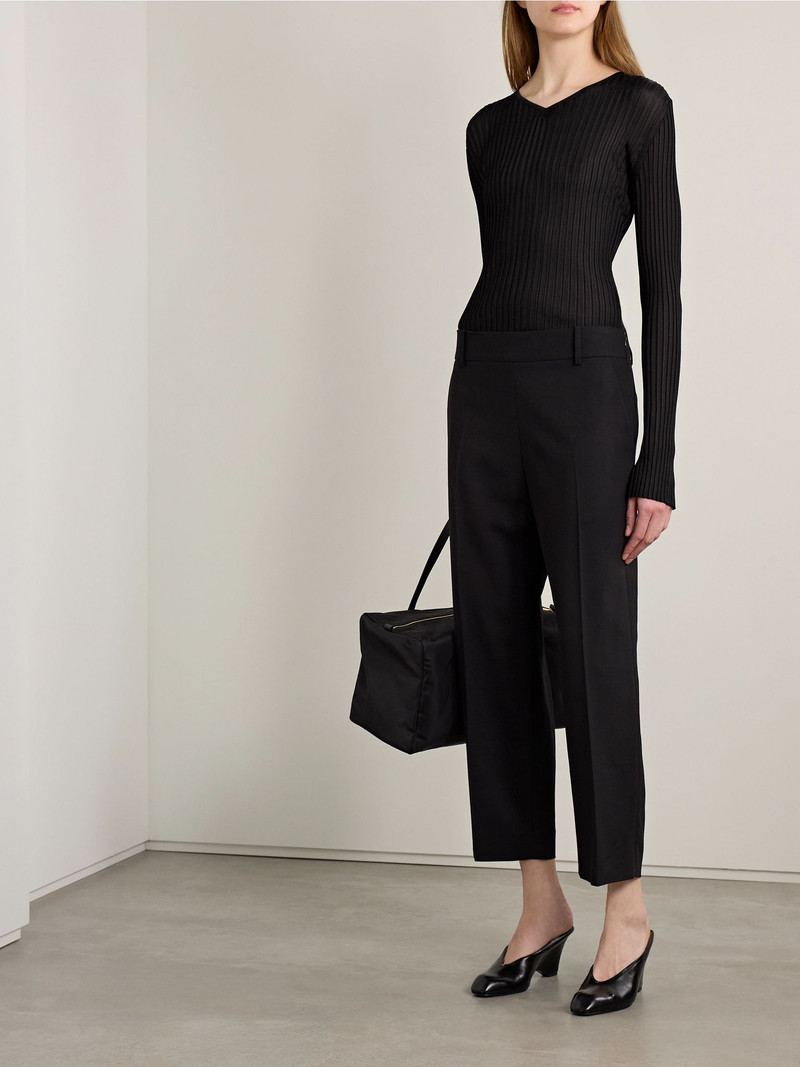 KHAITE Tia ribbed-knit top Black outlook