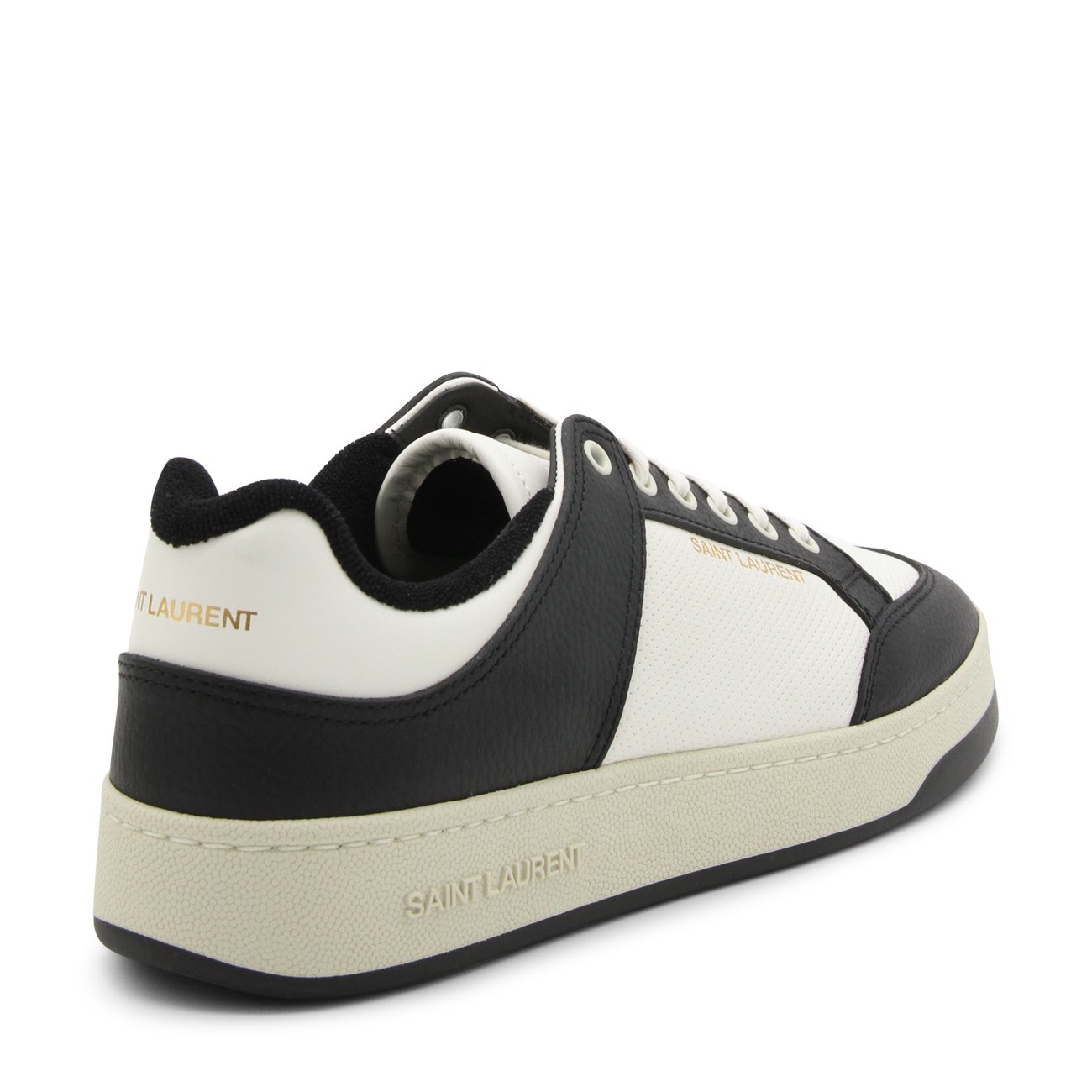 black and white leather sneakers - 3