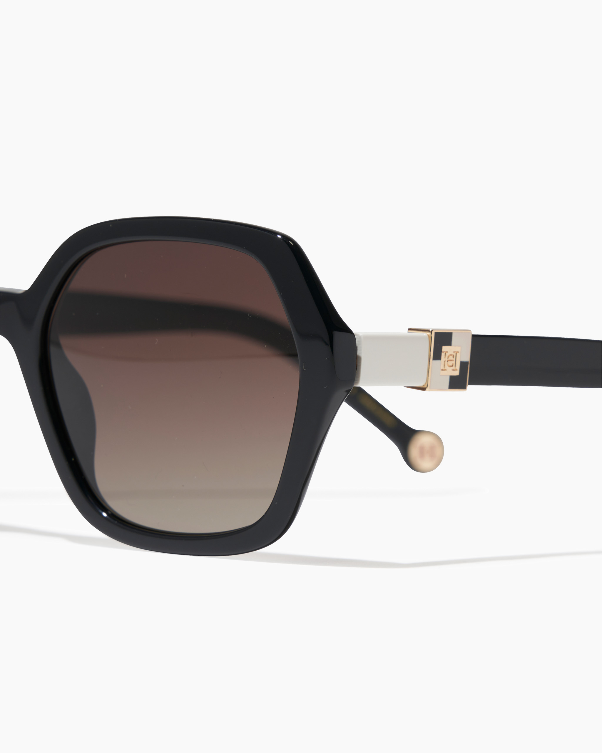 Hexagonal Frame Sunglasses with Checkerboard Detail - 3