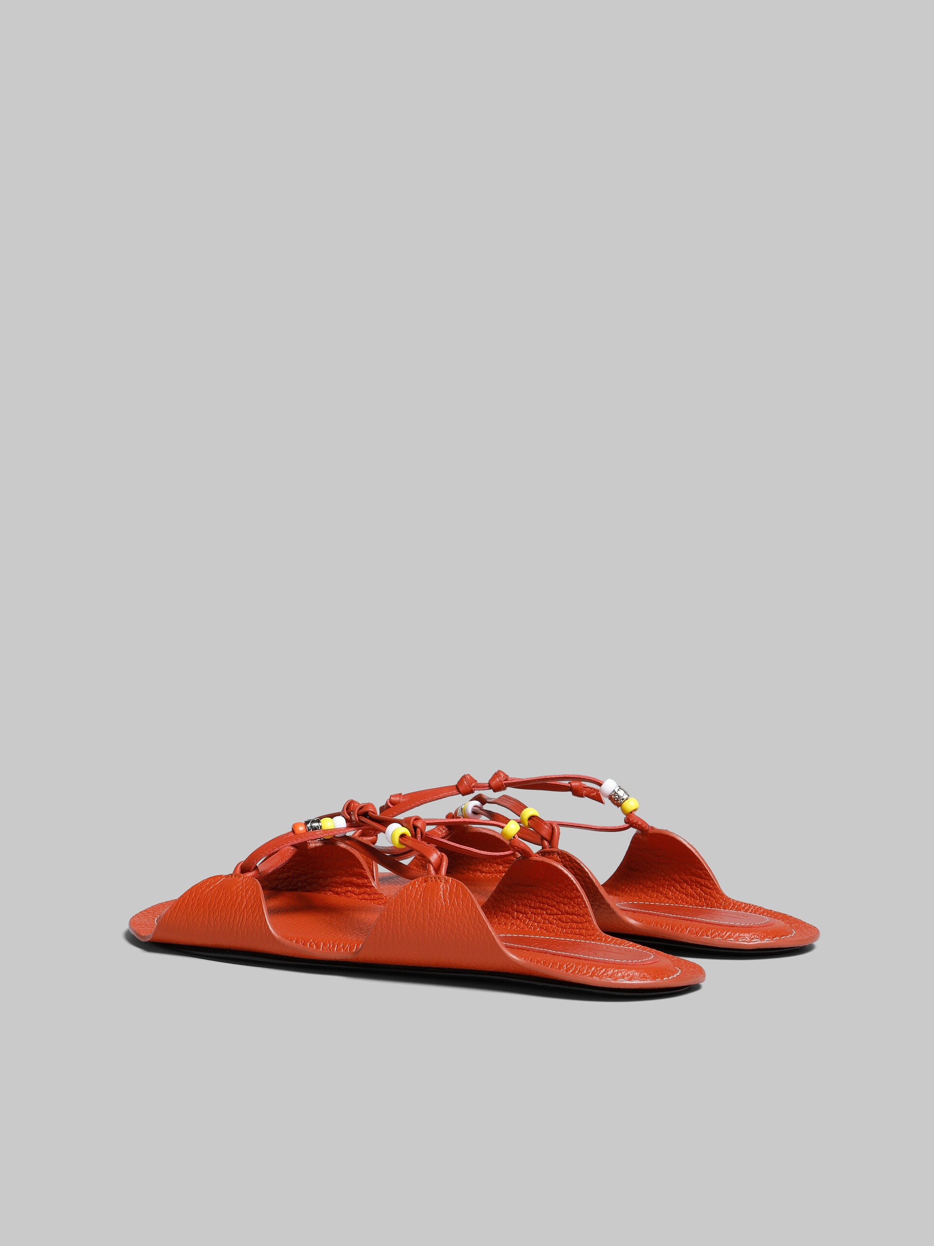 MARNI X NO VACANCY INN - BRICK RED LEATHER SANDALS WITH BEADS - 3