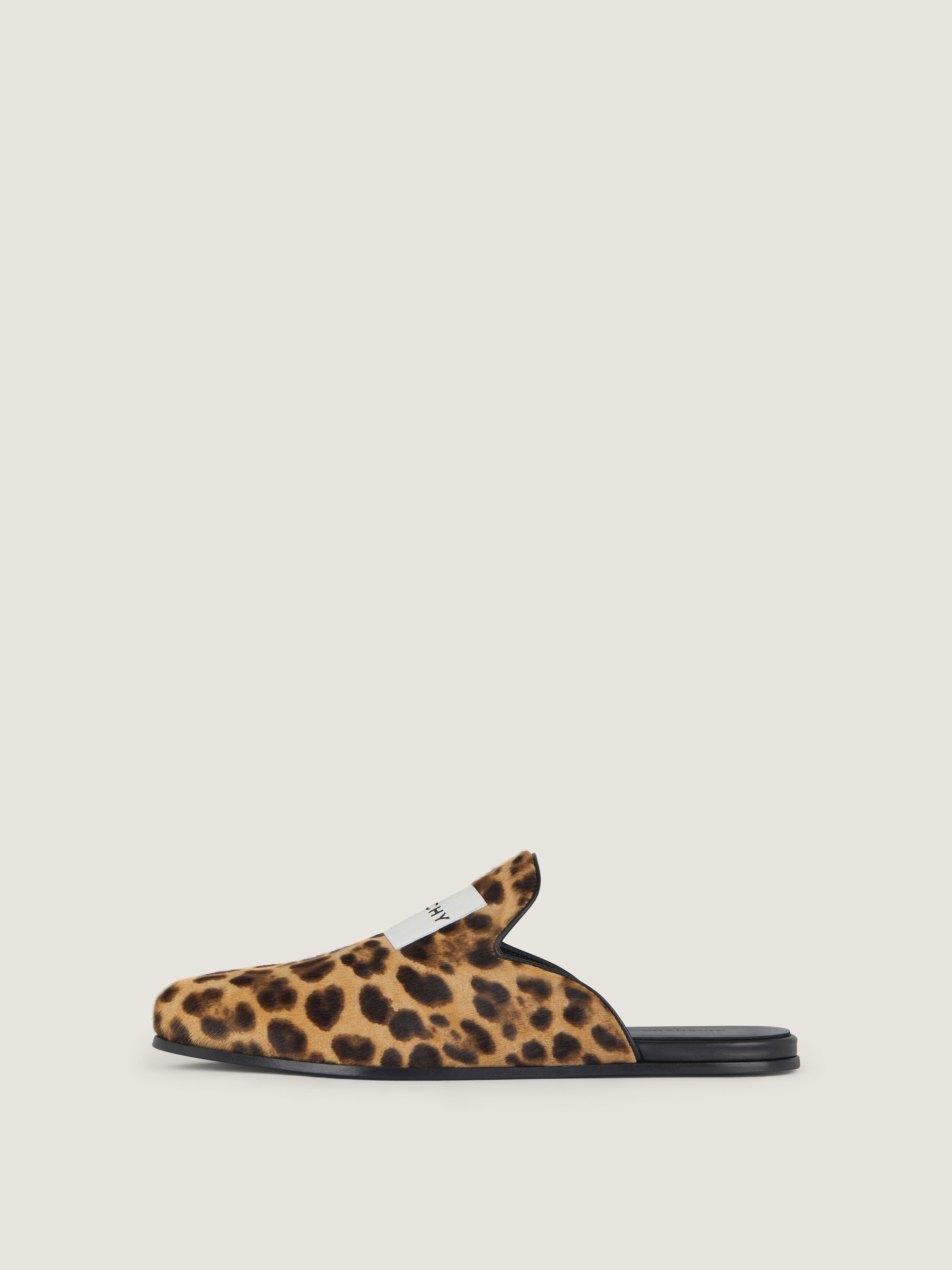 LABEL FLAT MULES IN LEATHER WITH LEOPARD PRINT - 3