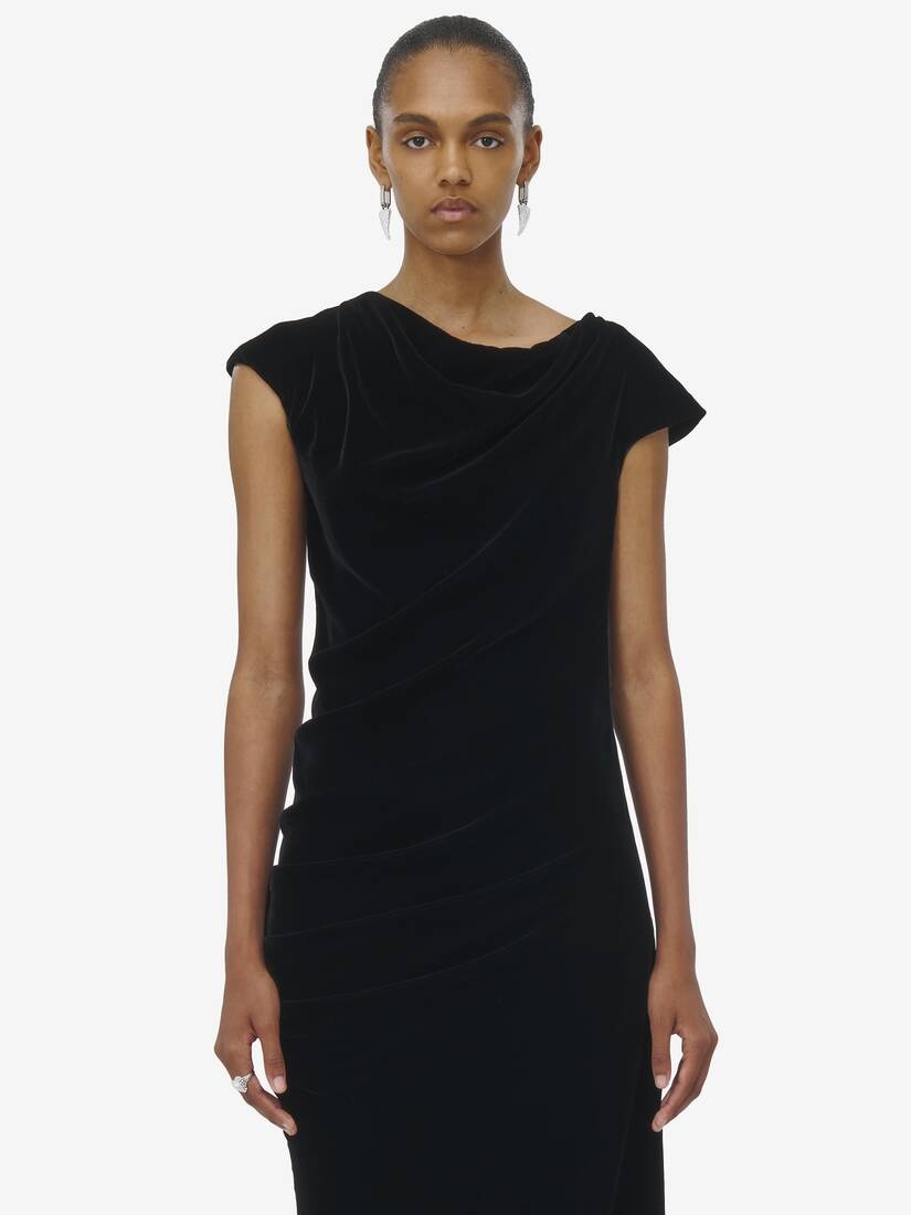 Asymmetric Draped Dress - 5