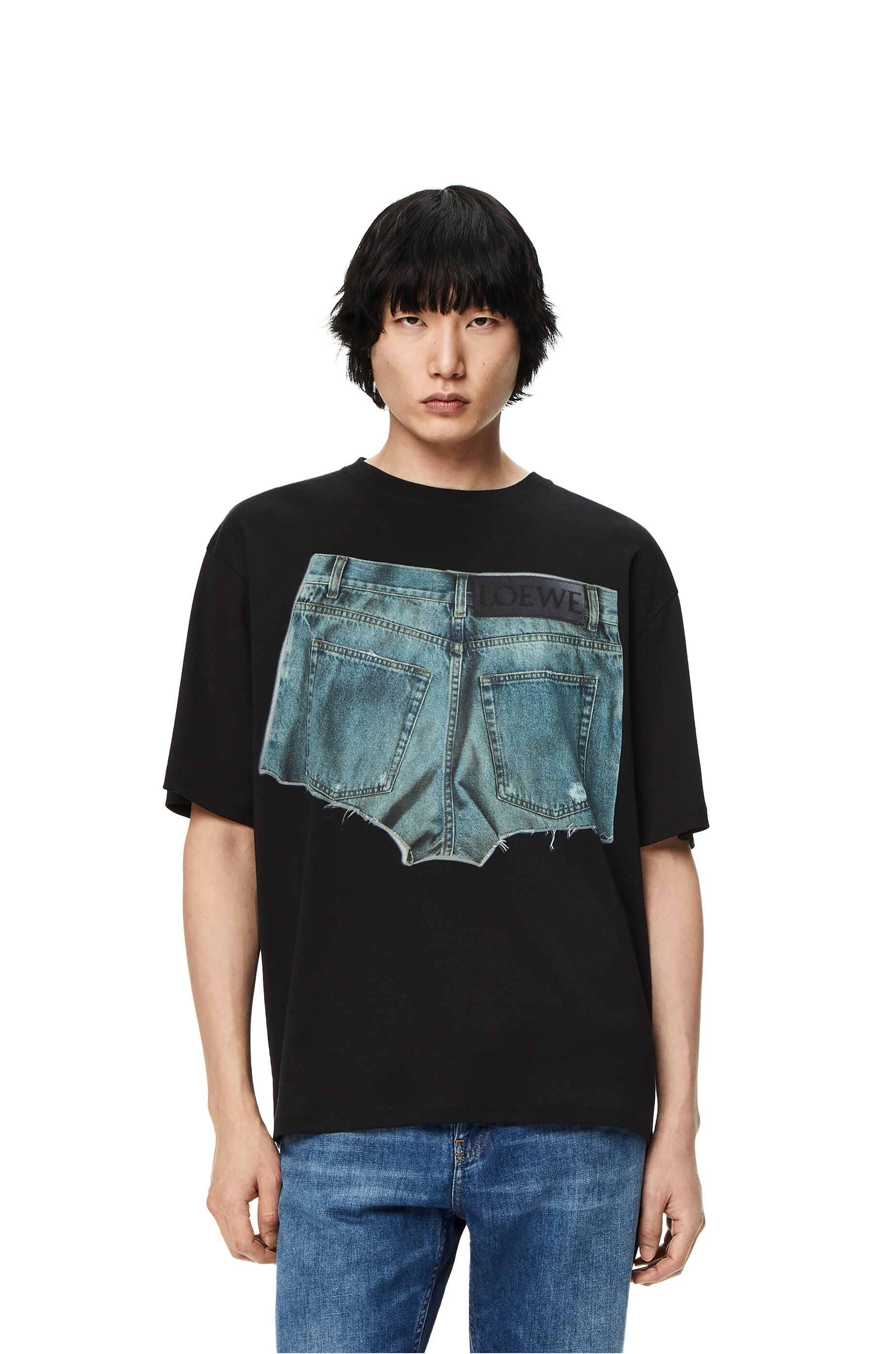 Denim shorts print T-shirt in cotton - 3
